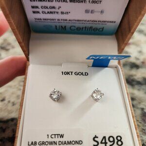 Unique Moments 1 carat lab created Diamond earrings